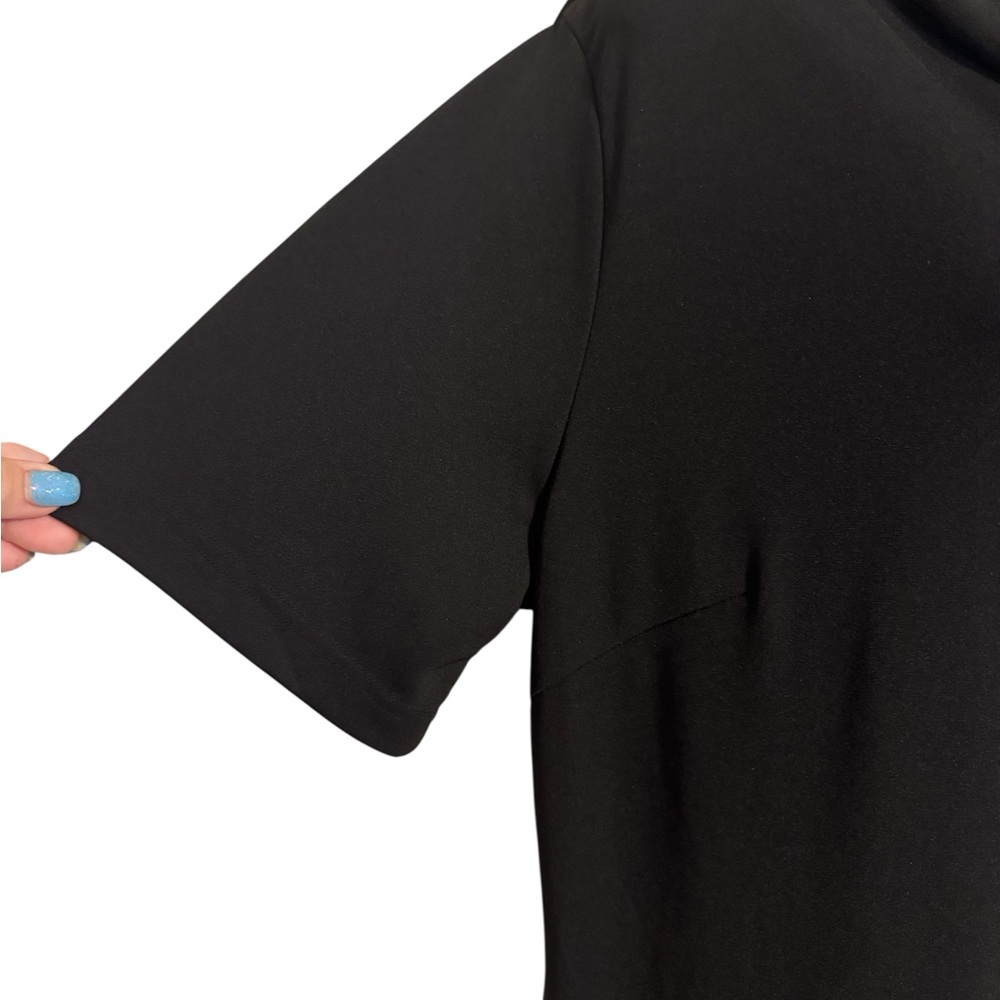 FIGURE FLATTERING STYLISH  BLACK COWL NECKLINE DRESS    SIZE: 16   #CL - Picture 3 of 6